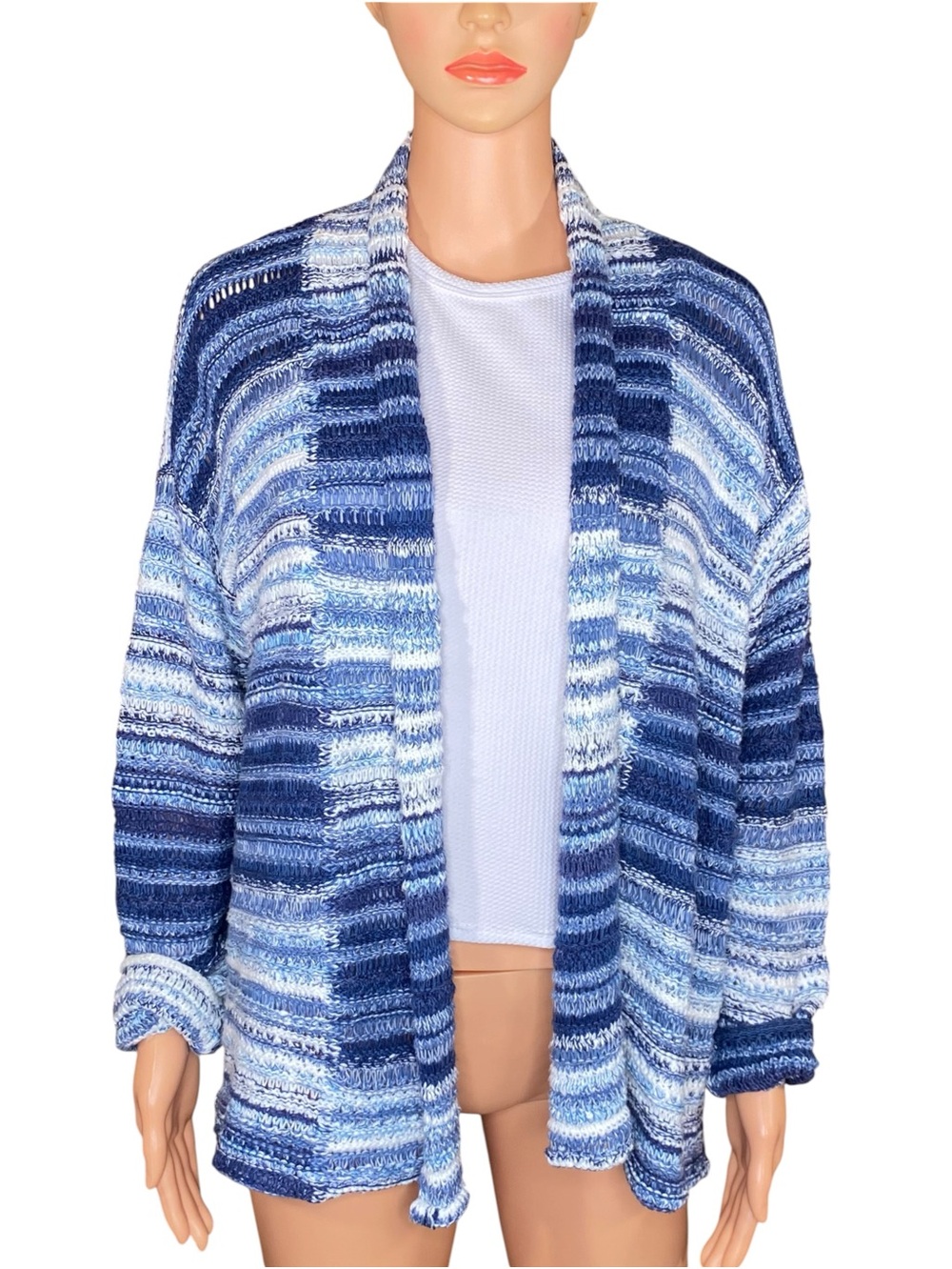 Style & Co Grandpa Sweater Open Front Cardigan Rolled Lapels Oversized Relaxed S